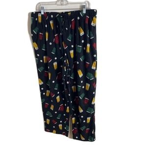 Joe Boxer Fleece Beer Pong Print Pants XL Men’s Black Red Green Lounge Sleep